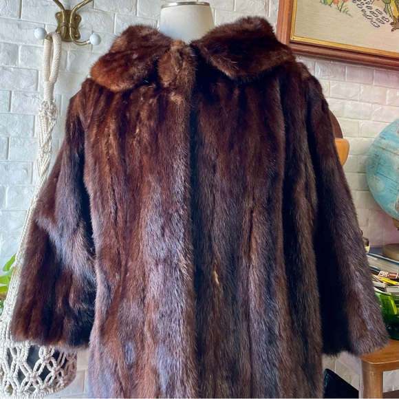 Vintage Brown German Kruse Gross Minneapolis High End Brown 100% Mink Fur Coat - Picture 2 of 15